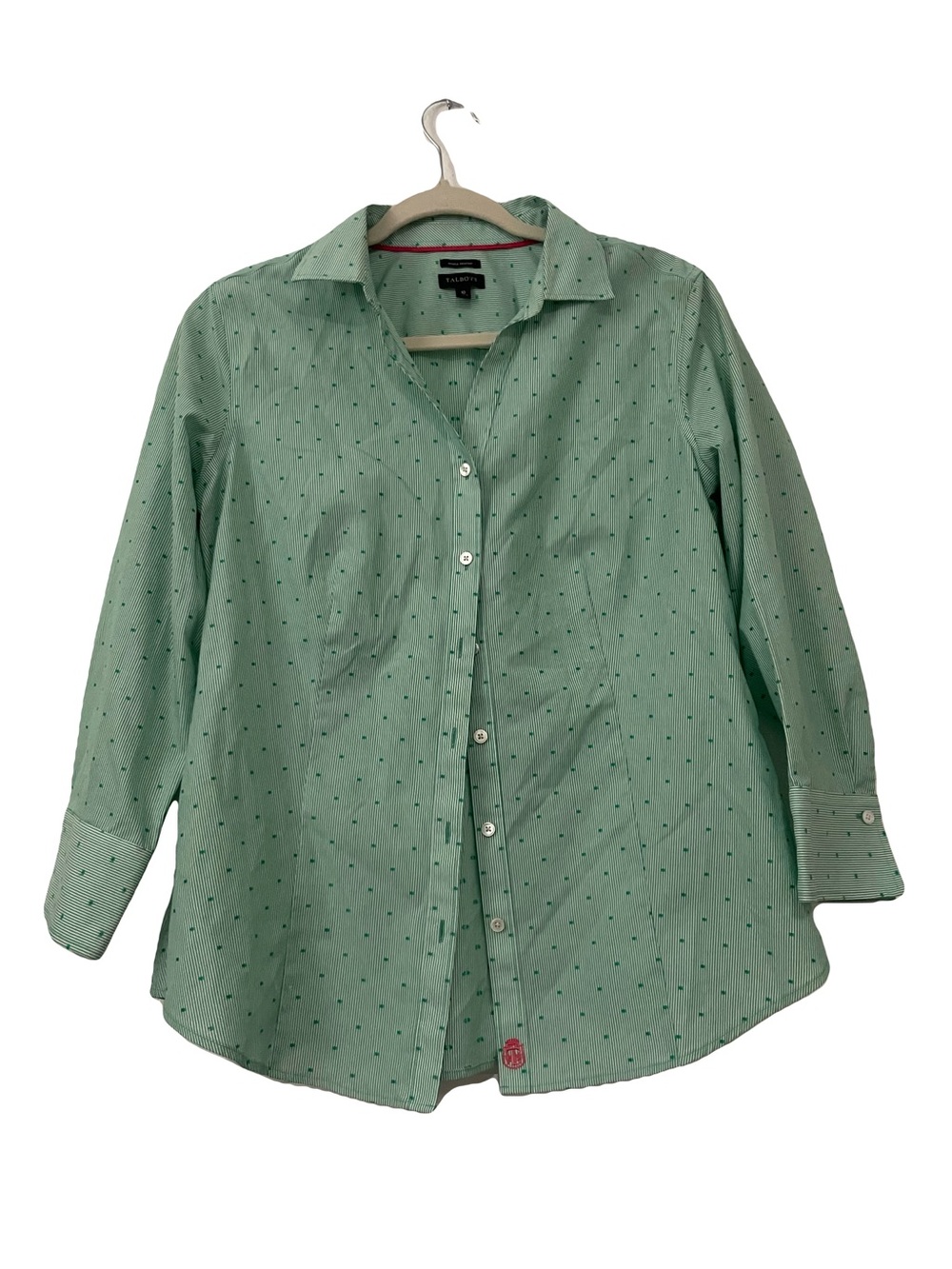 Talbots Mint Green Polka Dot Button-Up Shirt